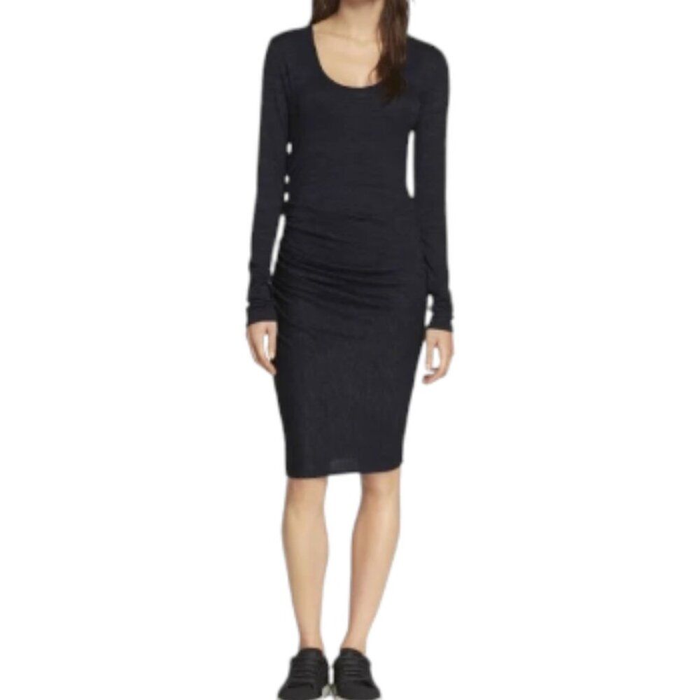 Rag & Bone Women's Twist Ruched Navy Long Sleeve Scoop Neck Dress Size Xs